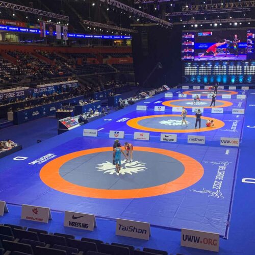 Foeldeak wrestling mats at the World Wrestling Championships 2022 in Belgrade